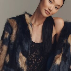 Farm Rio Multicolor Faux Fur Coat NWT